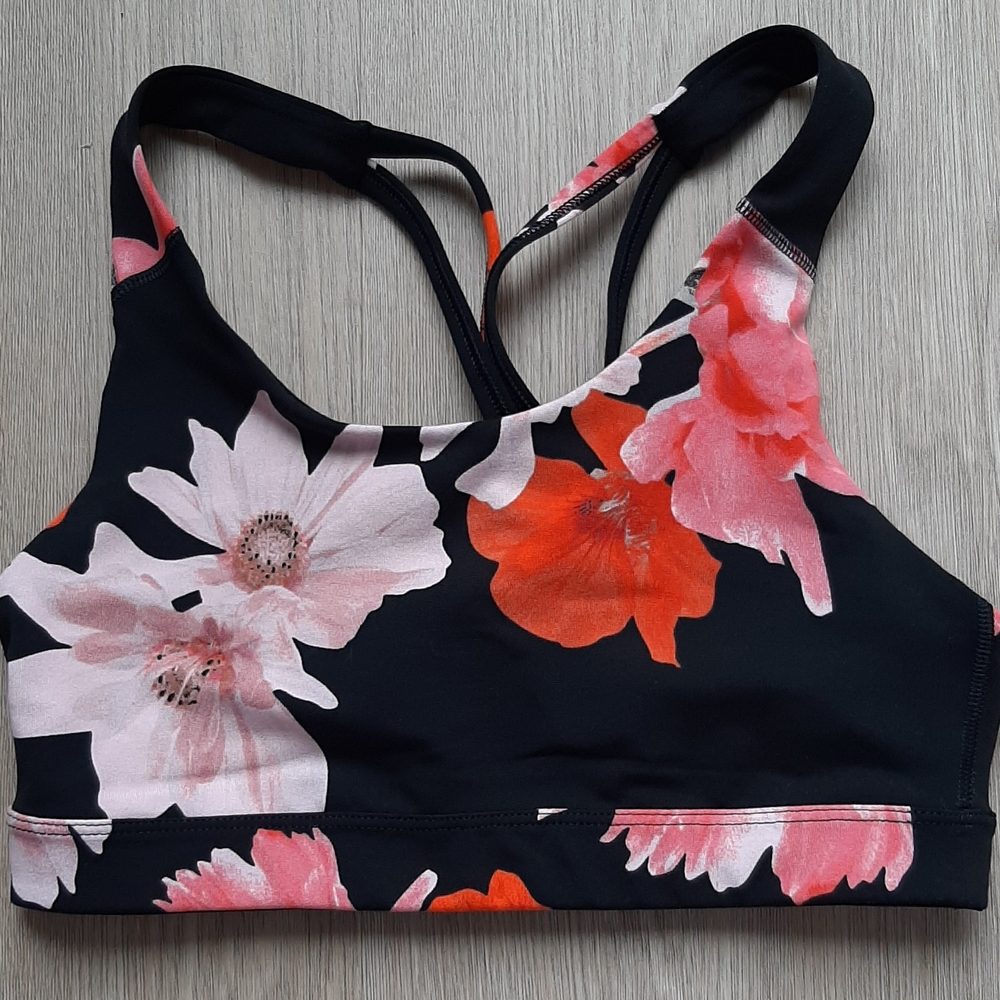 Old Navy Floral Black and Pink Sports Bra